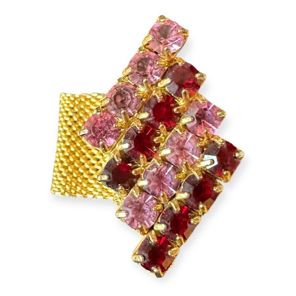 Vintage Wrap Around Pink Rhinestone Cufflinks - Picture 1 of 11